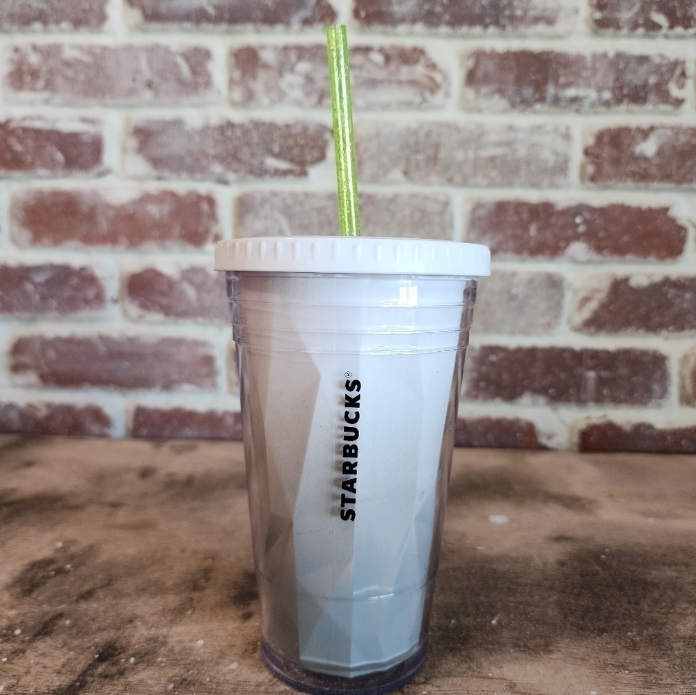 Starbucks Acrylic Gradient White Geometric Cold Cup Tumbler 16oz